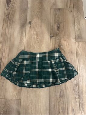 AvidLove green plaid mini skirt